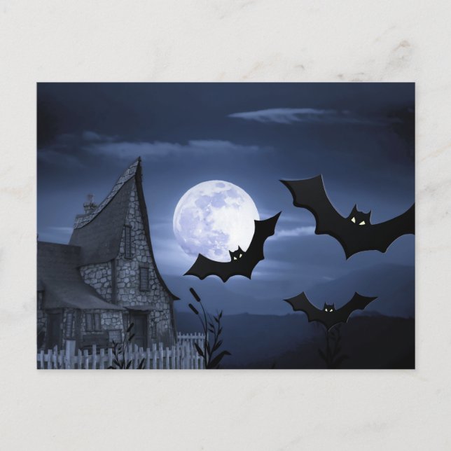 Noite Assustadora de Halloween com Cartão Postal d (Frente)
