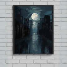 Noite da cidade iluminada - Arte da parede Canvas