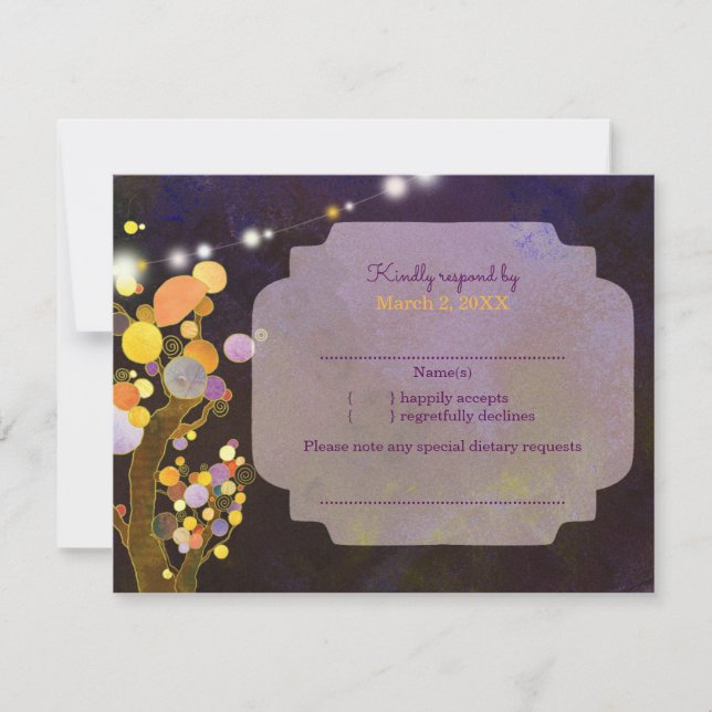 Noite de Corda de Jardim Luzes de Casamento RSVP (Frente)