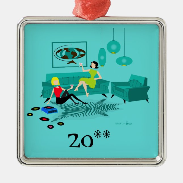 Noite de Enfeites de natal da garota retrô (Frente)