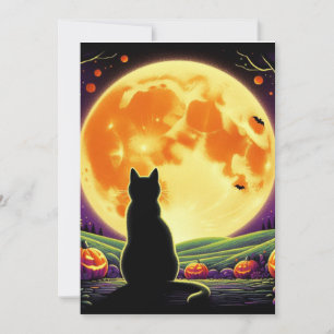 Noite de Halloween com Gato Negro e Jack-O'-Lanter