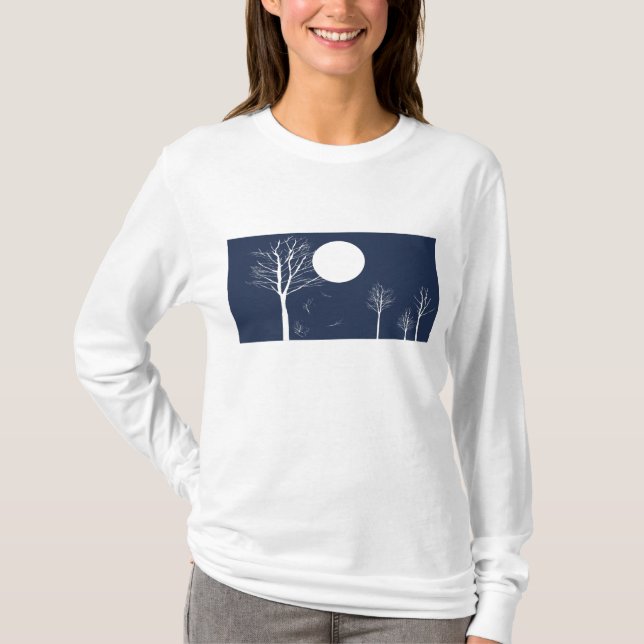 Noite do inverno com Lua cheia - t-shirt do (Frente)