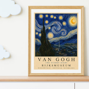 Noite Estrelada de Van Gogh   Poster Vintage do Cé