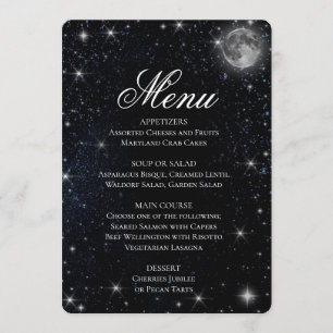 Noite estrelado do menu do comensal
