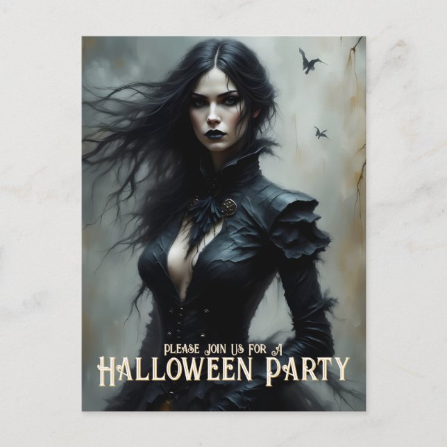 Noite Gótica de Halloween de Convite Misterioso (Frente)