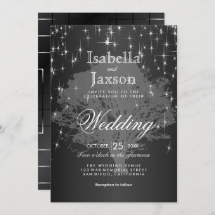 Noite Negra Sob Convite De Casamento De Estrelas