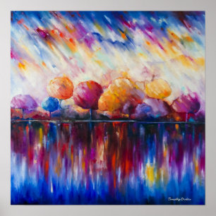 Noite no impressão das canvas do lago