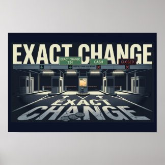 Noite Retro de Condução Exact Change Poster 18x12