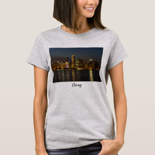 Noite Skyline Chicago Pano T-shirt