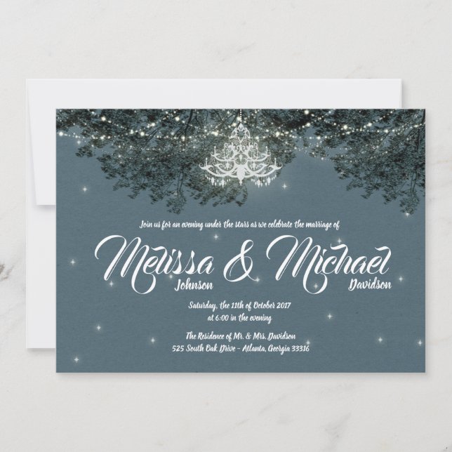 Noite sob o convite de casamento das Estrelas (Frente)