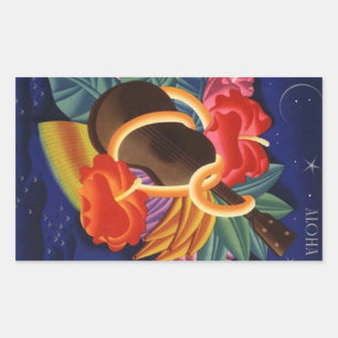 Noites havaianas do Ukulele do vintage da etiqueta