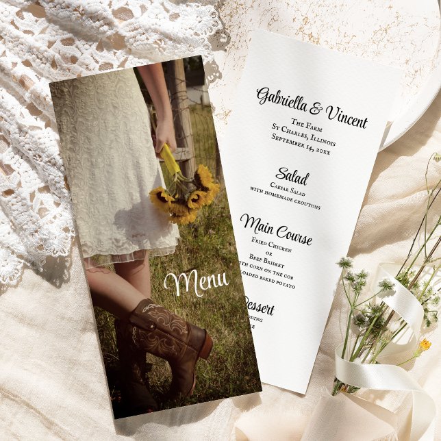 Noiva, Boots do Cowboy, Menu de Casamento Ranch Su (Criador carregado)