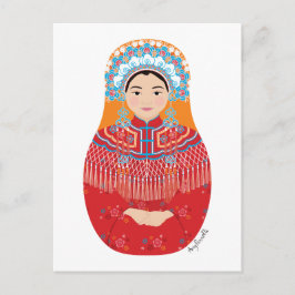 Noiva Chinesa Matryoshka Cartão Postal