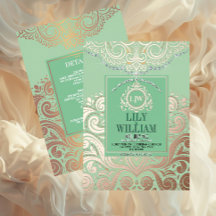 Noiva Clássica Verde Sage Poeira RoseGold Monogram