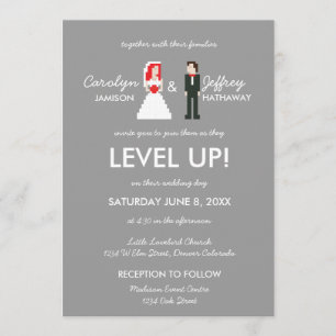 Noiva De 8 Bits E Convite De Casamento De Noite