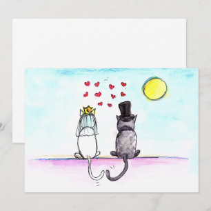 Noiva de Casamento de Gatos e Convite para Casamen