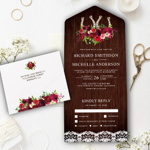 Noiva de Cavalete Floral Burgundy de Renda de Made