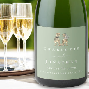 Noiva de Dinossauro Verde Sage e Branco Personaliz