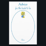 Noiva de Girassol Adorável para conselhos<br><div class="desc">Com uma bonita ilustração de girassol azul e amarelo,  esses cartões de conselhos para noiva apresentam um belo texto azul dentro de uma moldura circular azul e branca. Use os modelos para personalizar facilmente. Compre o seu hoje!

Design do convite: WeddingsbyRhoadie
Ilustração floral: AMBillustrations 
http://www.etsy.com/shop/AMBillustrations/</div>