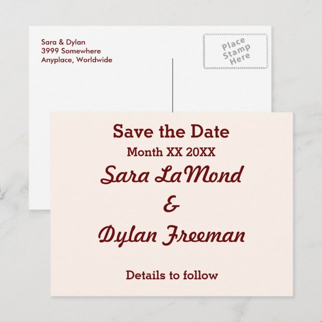 Noiva e grupo personalizados Salve o cartão postal (Frente/Verso)