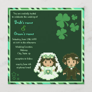 Noiva e noivo de 8 bits - Convites para Casamento 