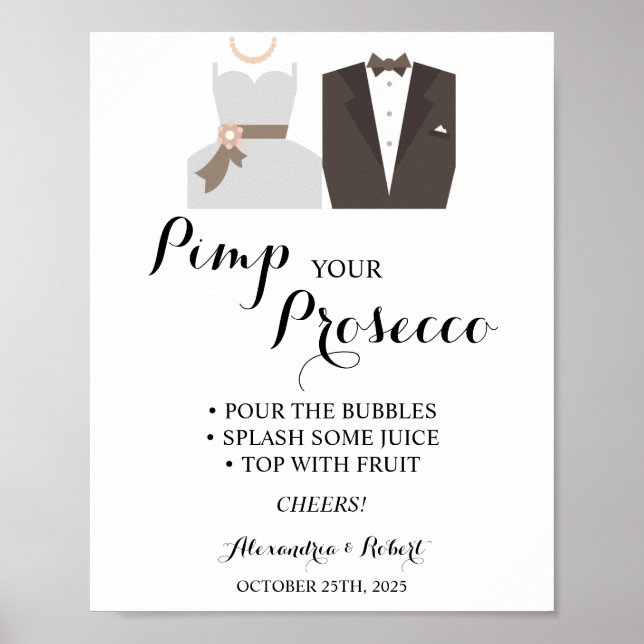 Noiva e Noivo do Prosecco Personalizado Poster de  (Frente)