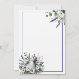 Noiva e Noivo Elegante Convite de Casamento Floral