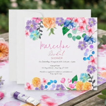 Noiva em aquarela floral rosa brilhante ousada
