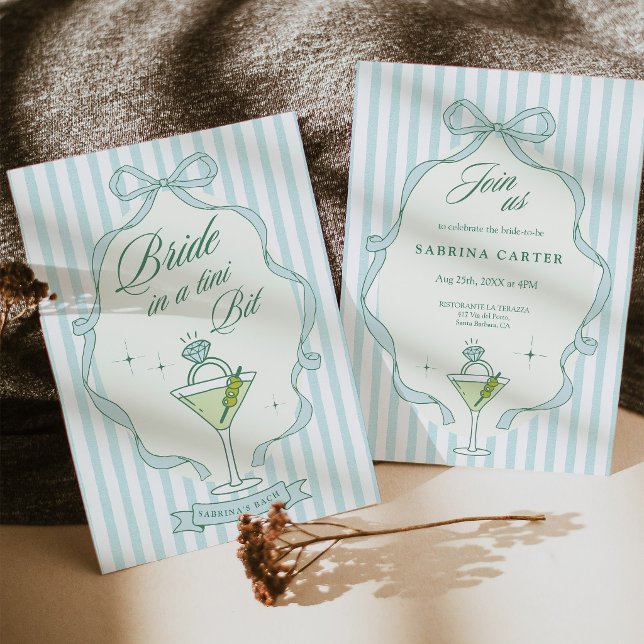 Noiva em um Convite de Noite das Descasadas Tini B (Bride in a Tini Bit Bachelorette Invitation Blue)