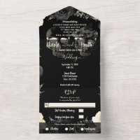 Noiva Esqueleto Crânio Gótico Cinza Creme Preto