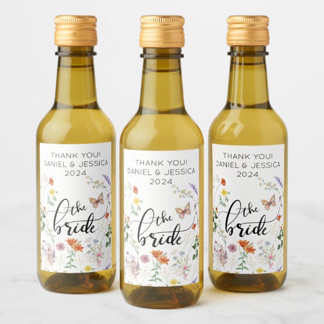 Noiva Flor Selvagem Rótulo de Vinho Miniatura Vint (Garrafas)
