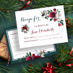 Noiva floral de Burgundy para ser cartão de receit<br><div class="desc">Chic e noiva clássica para serem receitas postais com burgundy vermelha e buquês de flores brancas de pénia branca com ramos sazonais de abeto,  bagas vermelhas e folhagem. Ideal para o seu chá de panela floral de inverno/Natal.</div>