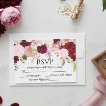 Noiva Floral Rosa Bege Borgonha RSVP Aquarela Casa