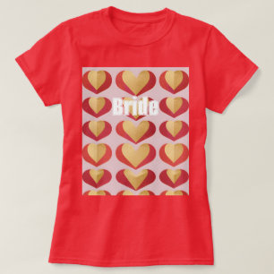 Noiva Luxe Dourado Coração Vermelho Camisa Vermelh