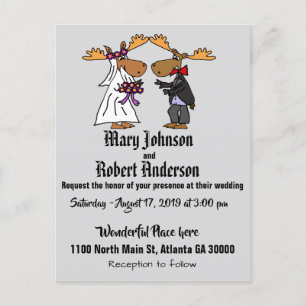 Noiva Moose Engraçada e Convite para Casamento de