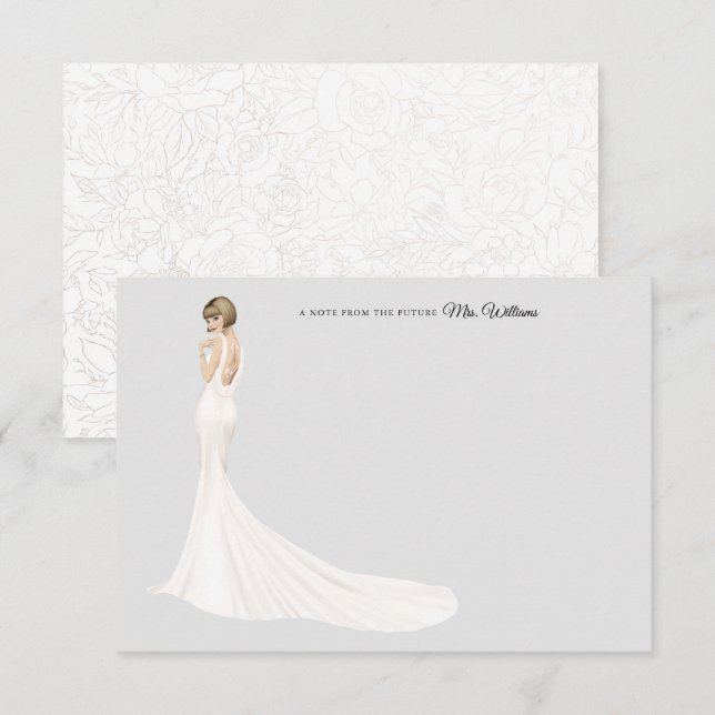 Noiva no Cartões de agradecimentos de Chá de panel (Frente/Verso)