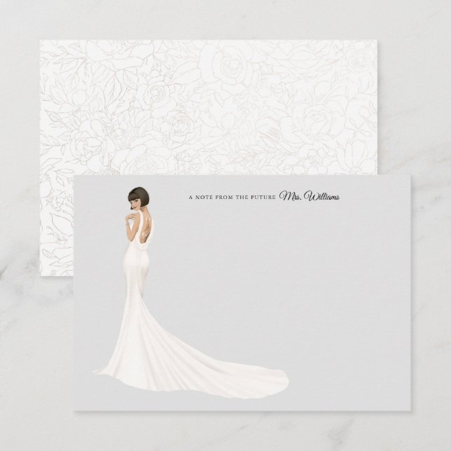 Noiva no Cartões de agradecimentos de Chá de panel (Frente/Verso)