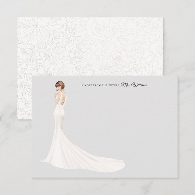 Noiva no Cartões de agradecimentos de Chá de panel (Frente/Verso)