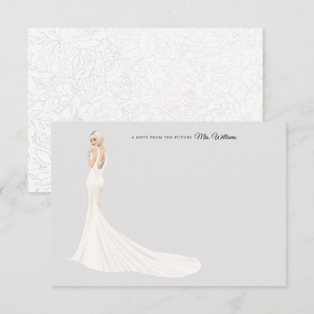 Noiva no Cartões de agradecimentos de Chá de panel (Frente/Verso)