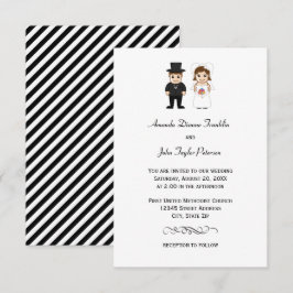 Noiva & Noivo Listras Pretas - Convite de Casament