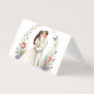 Noiva Romântica Noivo Floral Casal de Noivos Elega