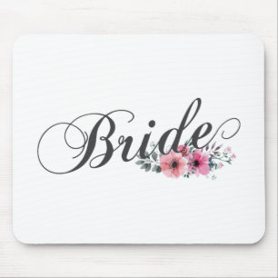 Noiva Simples Floral Caligrafia   Mousepad
