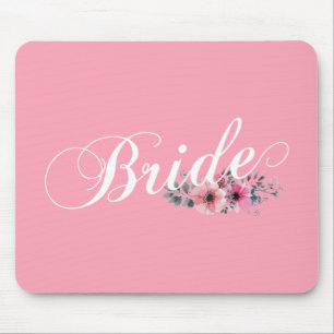 Noiva Simples Floral Caligrafia   Mousepad