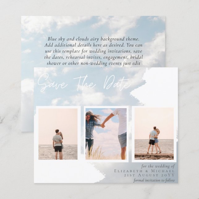 Noivado de Datas de Salvamento de Fotos Contemporâ (Frente/Verso)