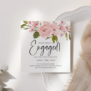 Noivado Elegante Floral de Rosas Rosa Escamosas