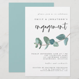 Noivado Eucalyptus Teal Azul Orçamento Convite