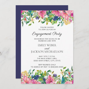 Noivado Floral Cor de Água Azul Rosa