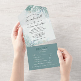 Noivado Folhagem Verde Água-marinha Casamento