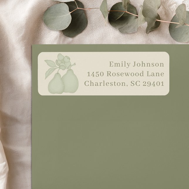 Noivado Perfect Pear | Etiqueta de Endereço Verde  (Perfect Pear Label)