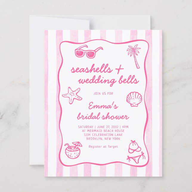 Noivas Bússolas de Casamento Conchas Rosa Orçament (Frente)
